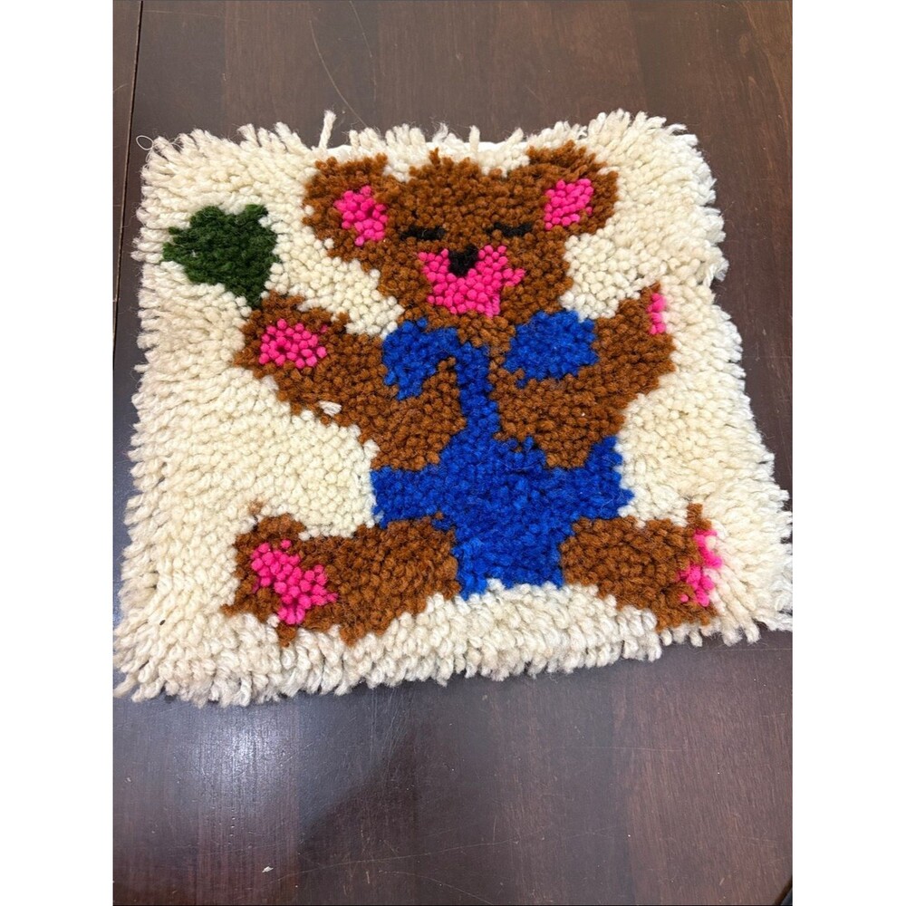 Handmade Latch Hook Teddy Bear wall hanging